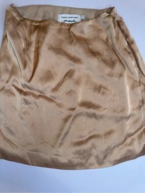 Fame and Partners Satin Mini Skirt in Light Tan
